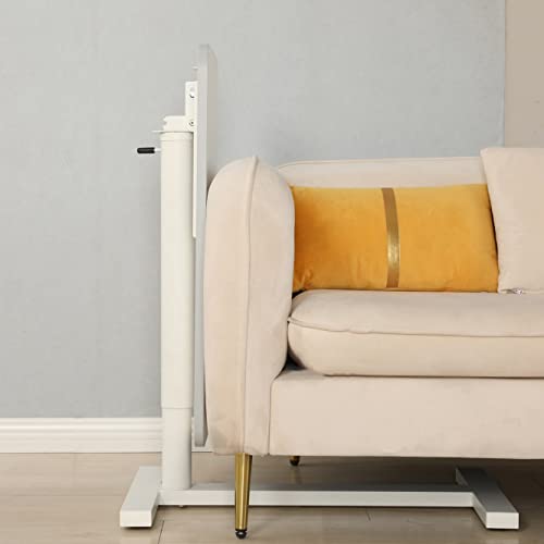 Height Adjustable Mobile Standing Desk - 90° Tiltable Storable Overbed Table, 30 inches Rolling Laptop Desk with Gas Spring Riser and Wheels for Offices, Home, Medical and School - color: White