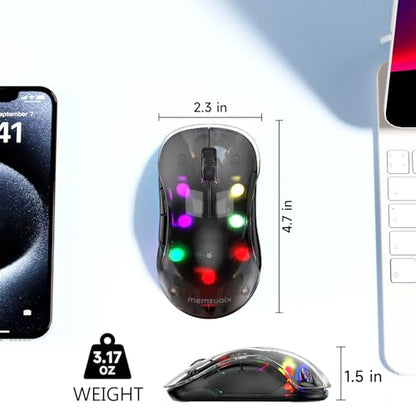 memzuoix 2.4G LED Wireless Mouse, Rechargeable Ergonomic Mouse with Detachable Cover, 1200 DPI Portable Optical Computer Mouse with USB Receiver for Laptop, PC, Desktop and MacBook, 5 Buttons-Black - color: Black