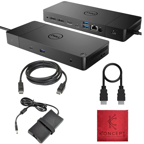 Dell WD19TB Thunderbolt Dock - 1 Year Warranty - Dell Docking Station Dual Monitor USB C with 180W, HDMI & DisplayPort Cable - Docking Station for Laptop & Computer (Renewed) | Dual 4K via 2×DP 1.4 & HDMI 2.0, USB-C & 3×USB-A, Thunderbolt 3, Gigabit Ether