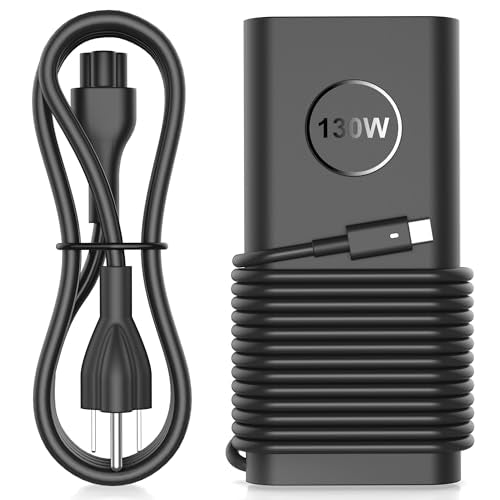 130W USB C Laptop Charger Compatible with Dell Precision 5530 5550 5560 5570 5750 5760 5770,Latitude 5401 5411 5501 5511 5520,XPS 15 17 9575 9500 9700 DA130PM170 HA130PM170 0K00F5 Computer Power Cord - color: black -3