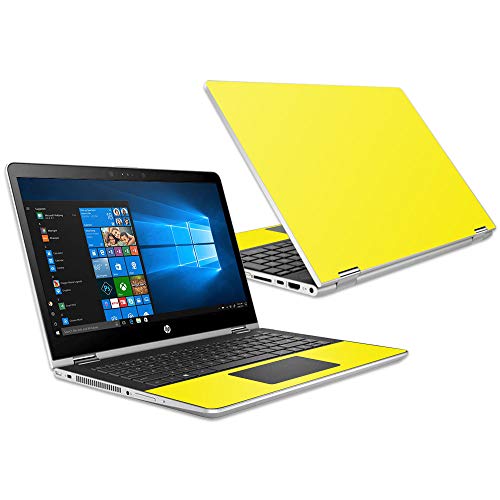 MightySkins Skin Compatible with HP Pavilion x360 15.6" (2018) - Solid Yellow | Protective, Durable, and Unique Vinyl Decal wrap Cover | Easy to Apply, Remove, and Change Styles | Made in The USA - color: Yellow