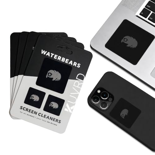KUVRD Waterbear - Electronic Screen Cleaner Pads, 4-Pack (4 Pad Sets) | Reusable stick-on microfiber cleaning pad wipes car touchscreens, phone displays, camera lenses, and eyeglasses - size: 4-Pack (4-Pad Sets)