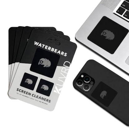 KUVRD Waterbear - Electronic Screen Cleaner Pads, 4-Pack (4 Pad Sets) | Reusable stick-on microfiber cleaning pad wipes car touchscreens, phone displays, camera lenses, and eyeglasses - size: 4-Pack (4-Pad Sets)