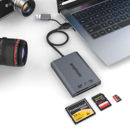 UHS-II SD Card Reader. Triple-Slot USB-A/USB-C CF Compact Flash Card Reader Adapter,.Support CF/UHS-II/UHS-I SD/SDHC/SDXC, Compatible with Windows,Mac OS