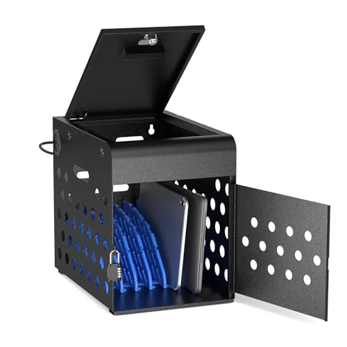 POCHAR 8-Unit Charging Cabinet for Laptops & Tablet Up to 14" | Locking Laptop Storage Box with Cable Management, Charger Storage for Classroom, Library, and Office. Black - color: Black, size: 8 Units-Fully Assembled