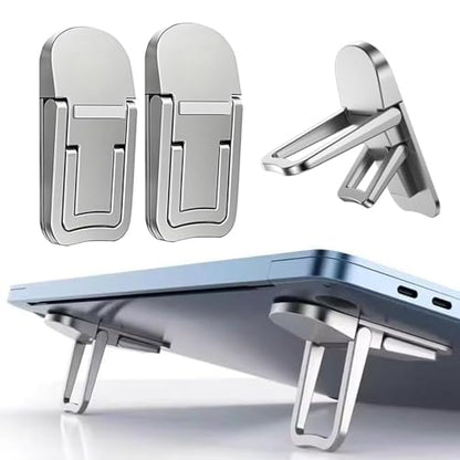 Mini Laptop Stand,Portable Foldable & Lightweight Ergonomic Riser with Ventilated Cooling,Fits 10-17.3 Inch Notebooks and Keyboards,Silver - color: Silver