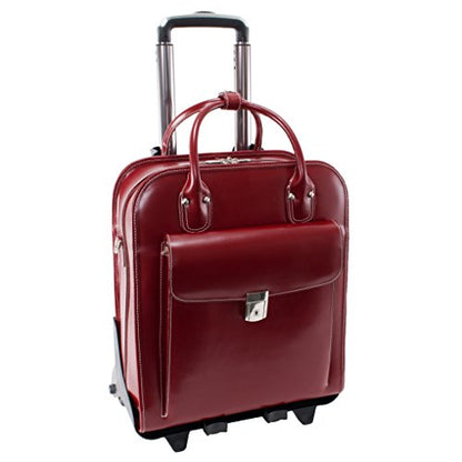 McKLEIN 15" Leather Vertical Patented Detachable -Wheeled Ladies' Laptop Briefcase- LA GRANGE- Red