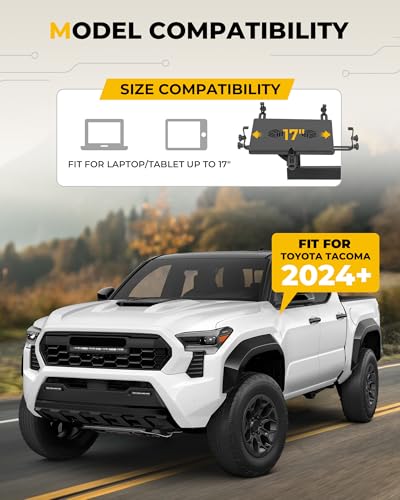 Truck Laptop Mount Fit for 2024 2025 2026 Toyota Tacoma Computer Mount Stand Holder Desk Tablet Holder Accessories, for Passenger Seat Fit Laptop Up to 17"