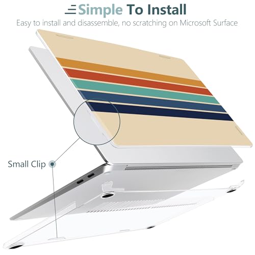 Batianda Case for Microsoft Surface Laptop 13 inch 2025 2026, Retro Stripes | Fits Model 2095, Artistic Patterns Ultra-Slim Lightweight Scratch-Resistant Hard Shell with Professional Protection - color: Stripe