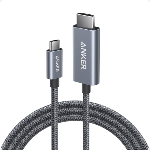 Anker HDMI Cable, 4K@60Hz Ultra-Fast USB C to HDMI Cord, 6ft | Nylon-Braided Cable with Advanced Shielding, HDR, Thunderbolt 5/4/3 Compatible, for MacBook, iPad, iPhone, HD TV, Black - size: 6FT