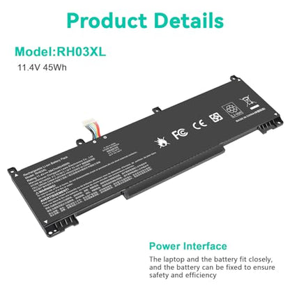 TREE.NB 45Wh RH03XL Battery for HP ProBook 430 440 445 450 630 640 650 G8 Series HSTNN-IB9Q HSTNN-OB1T HSTNN-DB0B HSTNN-UB7X M01524-2B1 M01524-AC1 M01524-1D1 M02027-005 - size: 9.8x2.99x0.24inch RH03XL