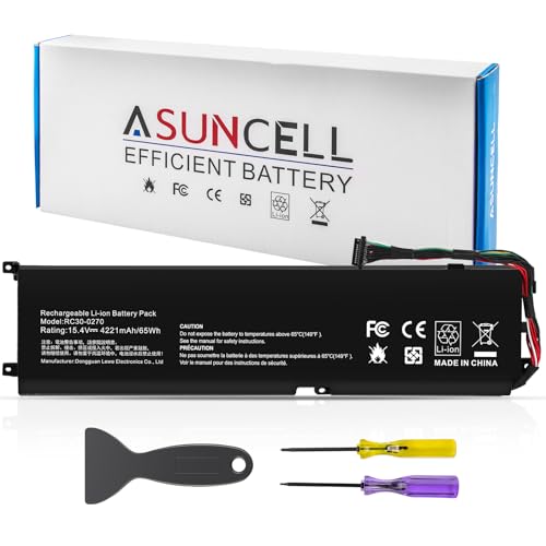 ASUNCELL RC30-0270 Laptop Battery Replacement for Razer Blade 15 Base 2018 2019 GTX 1660 Ti Base RZ09-0270 RZ090270 RZ09-0300 RZ09-03006 RZ09-03009 Series Notebook (15.4V 65Wh 4221mAh) - size: RC30-0270 12.60 × 6.50 × 0.94 in