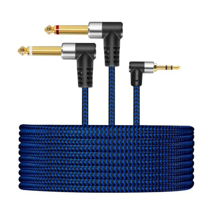1/8" TRS to Dual 1/4" TS Mono Stereo 30FT Y-Cable Splitter Cord Compatible for Smartphone, iPod,Sound Card,CD Players,Multimedia Speaker,PA Audio and Home Stereo System - size: 30FT