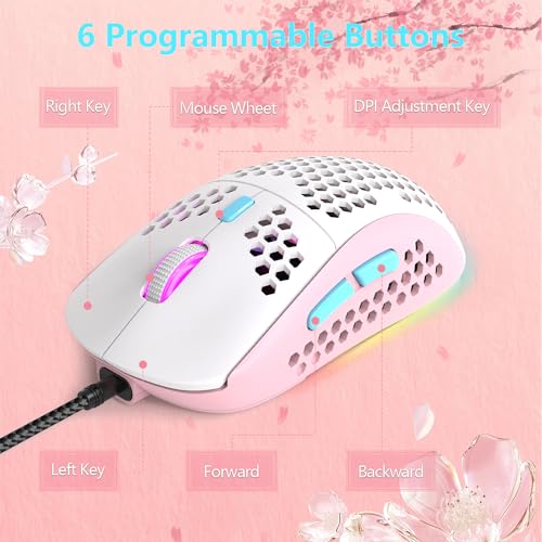 RK-T60 Wired 60% TKL Mechanical Gaming Keyboard Led Rainbow Backlight Ultra-Compact NKRO Linear Red Switch ABS Keycap RGB Honeycomb Mice Coiled Aviator Cable for Windows Laptop PS4/PC/WIN Gamer - color: Pink/Blue Switch