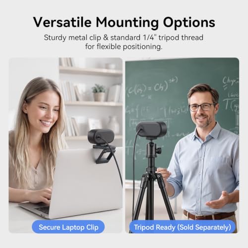 EMEET C100 1080P Webcam for PC, Built-in Mic, Rotating Privacy Cover, Portable Metal Clip, Computer Camera for Home Office, Meetings, Learning, Streaming, External Webcam for Desktop, Laptop, PC USB-A - style: Smooth 1080P w/ Stable Fixed Focus