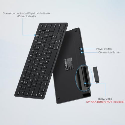 OMOTON Ultra-Slim Wireless Keyboard for Mac, Stable Bluetooth Connection, Ergonomic Tilt Angel, Auto Sleep Energy Saving & Portable for Business Trip & Travel, Compatible with MacOS 10.10+, Black - color: Black