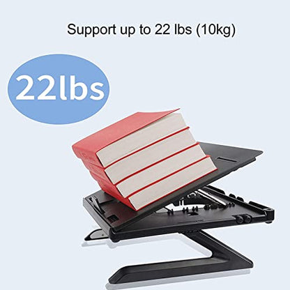 Laptop Stand, Ergonomic Height Angle Adjustable Computer Notebook Stand, Portable and Foldable Laptop Riser Holder with Detachable Cooling Fan, Laptop Shelf Compatible with 10-17in Laptops