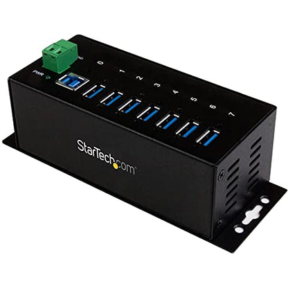 StarTech.com 7-Port USB 3.0 Hub - 5Gbps - Metal Industrial USB-A Hub with ESD Protection & 350W Surge Protection - Din Rail Wall or Desk Mountable - TAA Compliant USB Expander Hub (ST7300USBME) | Metal housing, 15kV ESD and 350W surge protection, DIN rail