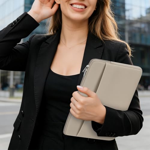 Laptop Sleeve Bag Compatible with 15 to 16 inches MacBook HP Dell Asus Acer Protective Case with Front Pocket Padded Computer Pouch Cover Protective for 15” to 16” Laptop, Khaki - color: Khaki, size: 15/16 inches