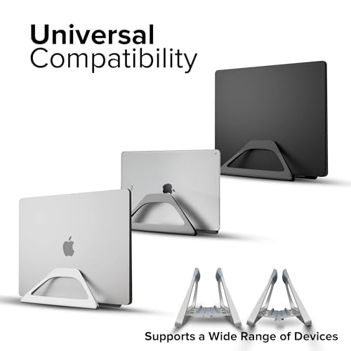 Aluminum Vertical Laptop Stand with Gravity Auto-Lock – Adjustable Laptop Holder Vertical fits MacBook Pro/Air, Chromebook & Gaming Laptops up to 17.3" – Space-Saving Desktop Dock - Silver - color: Silver