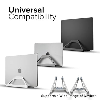 Aluminum Vertical Laptop Stand with Gravity Auto-Lock – Adjustable Laptop Holder Vertical fits MacBook Pro/Air, Chromebook & Gaming Laptops up to 17.3" – Space-Saving Desktop Dock - Silver - color: Silver