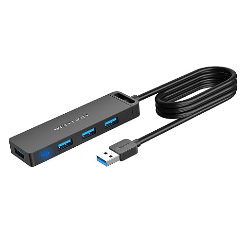 VENTION USB Hub 3.0 Splitter with 3FT Extension Long Cable 4-Port Ultra-Slim Multiport Expander for Desktop, PC, Laptop, Surface Pro, PS4, Flash Drive, Mobile HDD - size: 3FT, style: USB 3.0 5Gbps