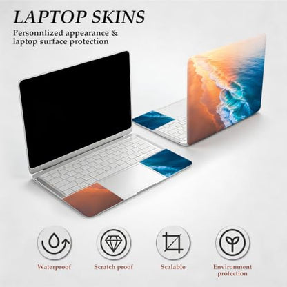 DEGDFSGR 12.1-15.6 Inch Universal Reusable Laptop Skin Sticker Decal, Waterproof Removable Protector for Notebook Cover, Scratch-Resistant Vinyl Cuttable Full Wrap Sticker, Sunrise Ocean Waves - color: Sunrise Ocean Waves