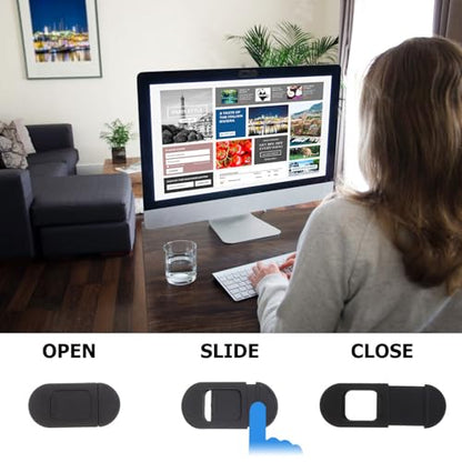 LALAFINA 4pcs Webcam Cover Slide for Laptop and Tablet, Anti-Peeping Privacy Shutter Adhesive Backing, Abs Material Web Camera Protector for Desktop and Portable Devices