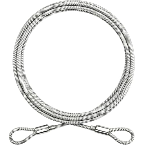 3/16 Inch (5mm) Security Cable with Loops, Weatherproof Vinyl Coated Steel Cable for Indoor & Outdoor Use (Transparent, 4FT) - color: Transparent, size: 4FT