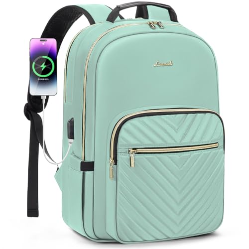 LOVEVOOK Laptop Backpack for Women 15.6 inch,Cute Womens Travel Backpack Purse,Professional Laptop Computer Bag,Waterproof Work Business College Teacher Bags Carry on Backpack with USB Port,Mint Green - color: Mint Green, size: 15.6 inch