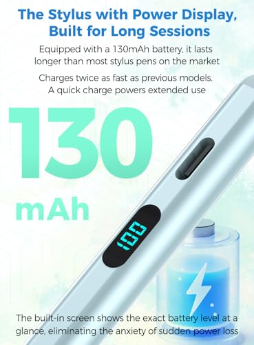 iPad Stylus Pencil(5 Extra Tips) with Magnetic Attachment,USB-C Faster Charge,Tilt Sensitivity Palm Rejection,Compatible with2018-2025 iPad ProM4/12.9/11,Air M3/M2/3/4/5,iPad6-11,Mini5/6/7Gen (Blue) - color: Blue