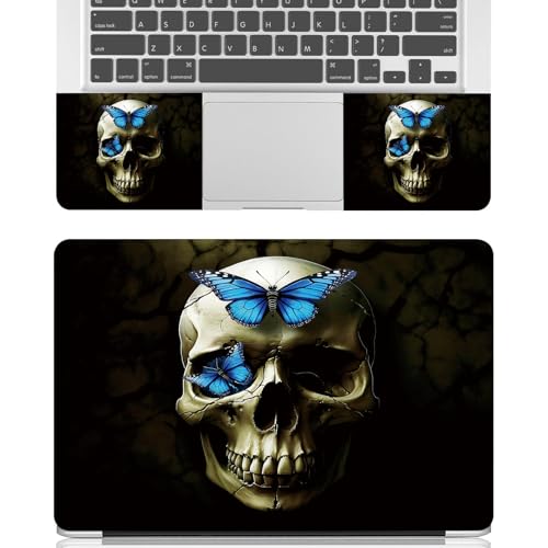 Universal Laptop Skin Sticker Decal for 11.6”12" 13" 13.3" 14" 15" 15.4" 15.6" Reusable Waterproof Scratch-Scratch Resistant Protective Vinyl Laptop Notebook Skin Stickers - Blus Butterflies Skull - color: Blus Butterflies Skull