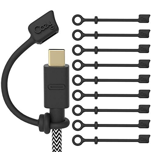 Cozy USB C Cable Caps, Dust Protection Covers with Tether, Travel Portable, Black, 10 Pack - color: USB-C (10) Black