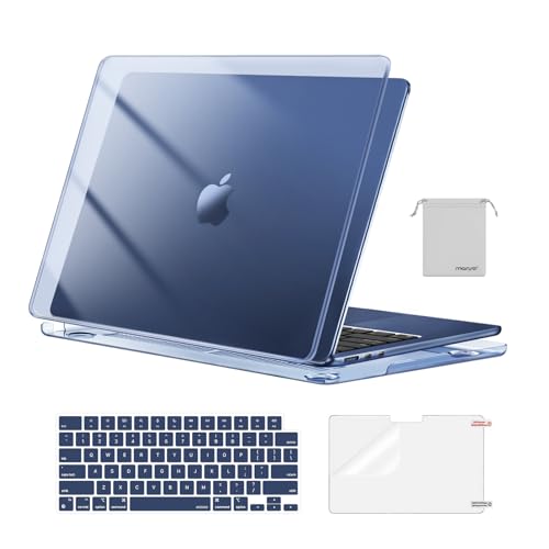 MOSISO Compatible with MacBook Air 13 inch Case M5 2026 M4 M3 M2 2025-2022 | A3449 A3240 A3113 A2681, Hard Shell&Keyboard Cover&Screen Film&Pouch for MacBook Air 13.6 inch Case, Crystal Midnight - color: Crystal Midnight