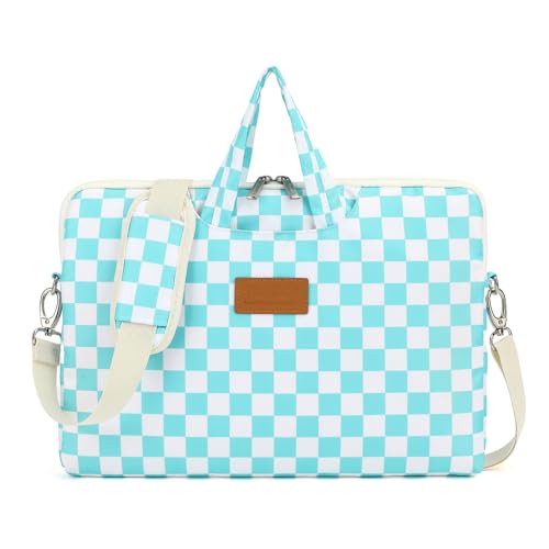 canvaslife Waterproof Pattern Resistant Laptop Shoulder Messenger Bag for Pro 16 inch and 15.6 inch-16 inch Laptop (Ice blue Checker) - color: Ice Blue Checker, size: 15 inch/15.6 inch