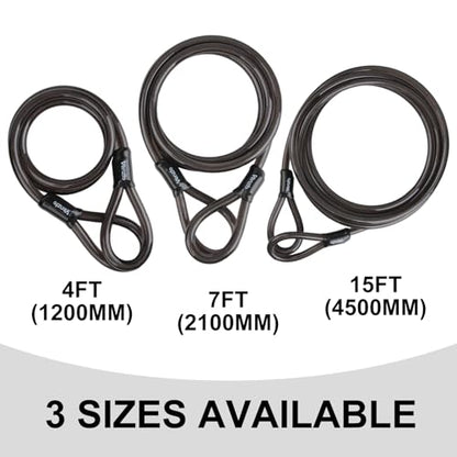 Venzio Heavy Duty 4FT 12mm (1/2 inch) Bike Lock Cable with Loops, Security Steel Lock Cable, PVC Coated Anti-Theft Chain for Bicycle, Gate, Grill, Generator - size: 4FT