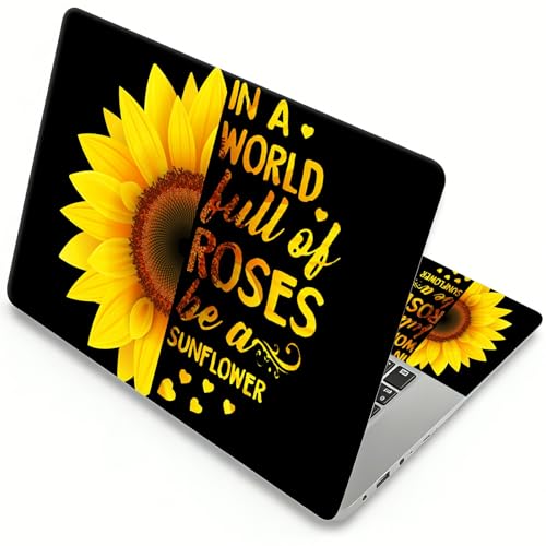 Laptop Skin Sticker Laptop Cover for 12" 13" 13.3" 14" Laptop Stickers,Reusable Skin Sticker Cover Personalized Art Waterproof & Scratch-Resistant Protector Case,Sunflower Black - color: Sunflower Black