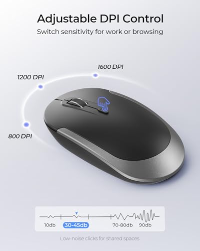 seenda Rechargeable Wireless Keyboard and Mouse Combo, Gray & Black | Quiet, slim full-size keyboard with numpad, 2.4GHz USB receiver, USB-C charging, 3-level DPI mouse for Windows PCs/laptops - color: Gray&Black