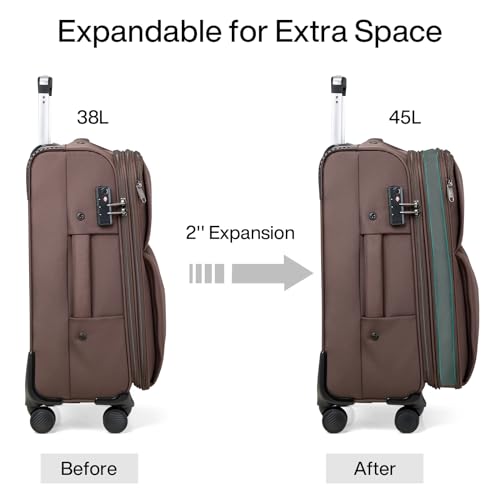 Hanke 28 Inch Luggage Softside Expandable Suitcases with Spinner Wheels, Travel Checked Luggage for Women Men(Coffee) - color: Coffee, size: 28 Inch Checked in