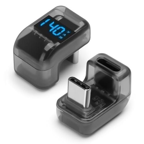 USB 4.0 Digital Display USB C Male to Female Adapter 40Gbps, 180 Degree Angled Connector 140W Power 8K@60Hz Video Compatible with Samsung and More USB-C Devices, Light Black (2 Pack) - style: AY-Ushape-dd-lb