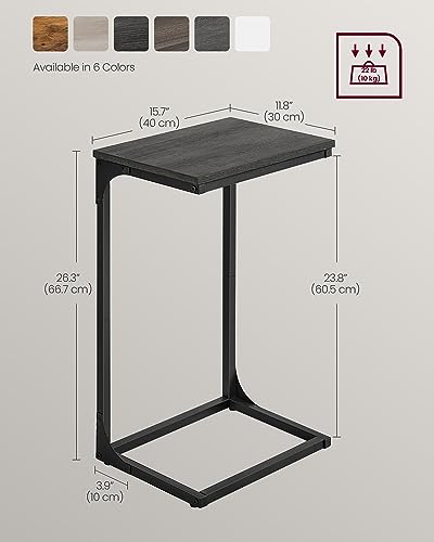 VASAGLE C-Shaped End Table, Side Table for Sofa, Couch with Metal Frame, Small TV Tray for Living Room, Bedroom in Misty Gray and Black ULET353B68 - color: Misty Gray + Black