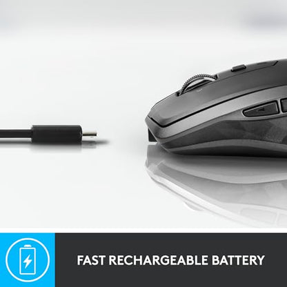 Logitech MX Anywhere 2S Bluetooth Edition Compact Wireless Mouse, No USB Receiver - Use On Any Surface, Hyper-Fast Scrolling, Rechargeable, Control Up to 3 Apple Mac and Windows Computers and Laptops - color: Graphite, style: Micro USB Charge