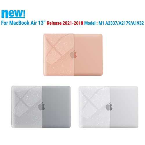 IBENZER Compatible with New MacBook Air 13 inch Case 2022 2021 2020 M1 A2337 A2179 A1932, Plastic Hard Shell Case with Keyboard Cover for Mac Retina Display with Touch ID, Star Clear, AT13-S-CL+1 - color: Star Clear