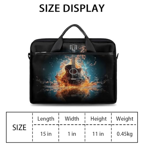 Laptop Shoulder Bag for Women Men, Waterproof Computer Case Messenger Bag Briefcase for Business Office Travel - color: Music Guitar in Water and Fire