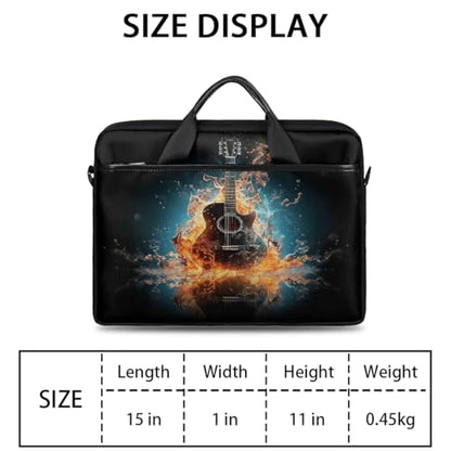 Laptop Shoulder Bag for Women Men, Waterproof Computer Case Messenger Bag Briefcase for Business Office Travel - color: Music Guitar in Water and Fire