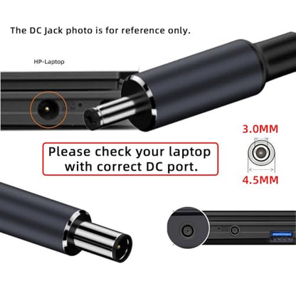 USB C to DC Adapter,USB C Female to DC 4.5x3.0mm HP Barrel Jack Plug PD 100W Laptop Fast Charging Adapter with Wattage Display - style: 4.5x3.0mm for HP
