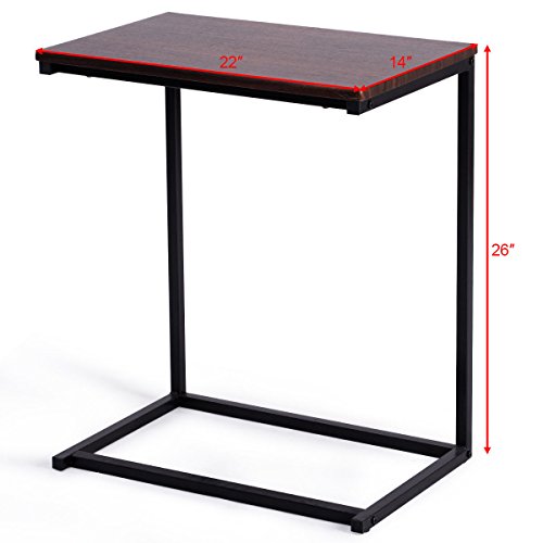 Tangkula Sofa Side End Table C Table Laptop Holder End Stand Desk Coffee Tray Side Table Notebook Tablet Beside Bed Sofa Portable Workstation (Brown) - color: Brown