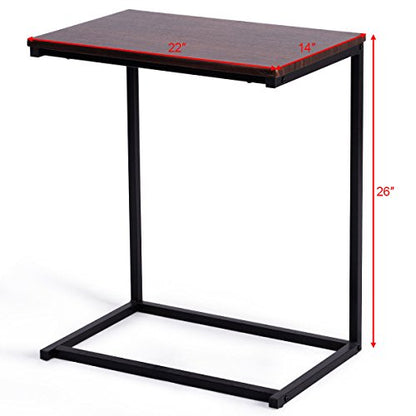 Tangkula Sofa Side End Table C Table Laptop Holder End Stand Desk Coffee Tray Side Table Notebook Tablet Beside Bed Sofa Portable Workstation (Brown) - color: Brown