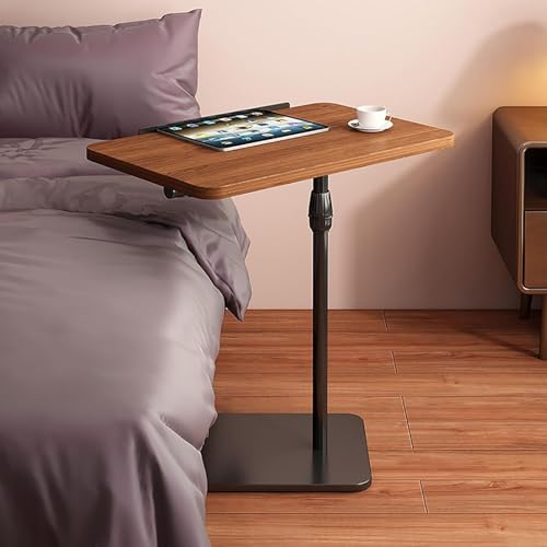 Overbed Bedside Table with Wheels, Height Adjustable Side Table 60-80cm Height Tilting Desktop C Shape Sofa Side Table Hospital Bed End Table Laptop Table for Home and Hospital Use B - color: B