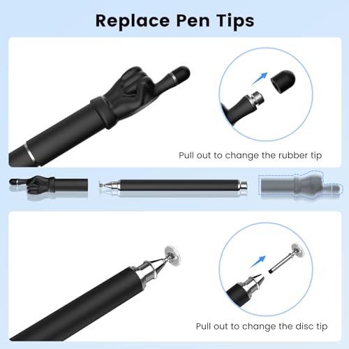 MEKO Stylus Pen for Touchscreen, 2-in-1 Stylus | 2-in-1 Fingertip Design,High Sensitivity,Work for iPhone iPad Android Tablets Switch All Touch Screens (Black/White)